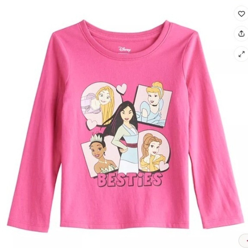 Disney Jumping Beans Girls Sz 6X Long Sleeve T-Shirt Bestie Graphic Tee Princess